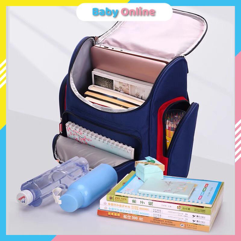 Balo đi học cho bé trai bé gái tiểu học balo chống gù chống thấm nước vải dù hình gấu