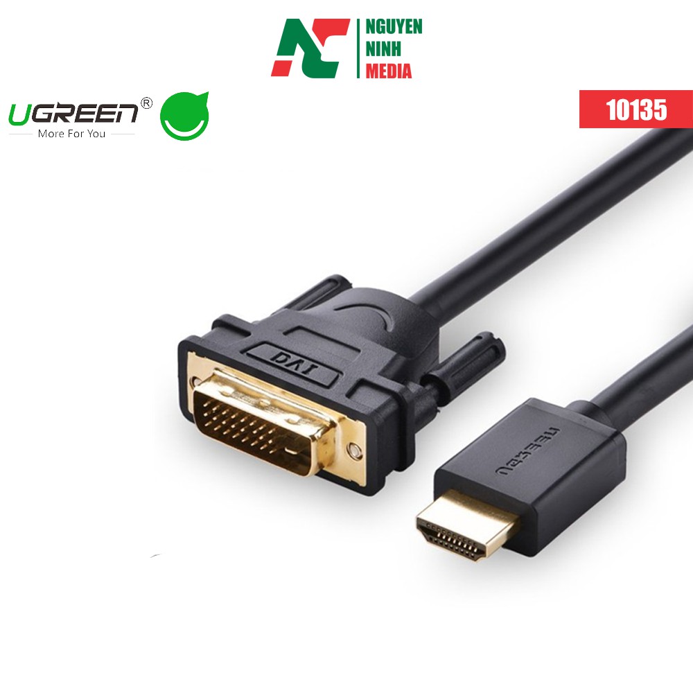 [Mã ELFLASH5 giảm 20K đơn 50K] Cáp chuyển đổi HDMI to DVI 24+1 Dài 2M chính hãng Ugreen 10135