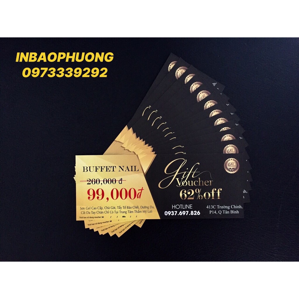 200 PHIẾU QUÀ TẶNG / GIFT VOUCHER / PHIẾU BẢO HÀNH CHỈ 300.000đ /Giấy C300  / Cán Màng / không cán
