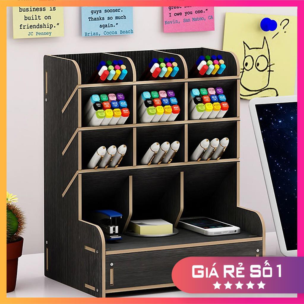 Giá Kệ Gỗ Cắm Bút B11 𝗙𝗥𝗘𝗘 𝗦𝗛𝗜𝗣 Đựng đồ dụng học tập &văn phòng phẩm để bàn có nhiều ngăn giao màu ngẫu nhiên | BigBuy360 - bigbuy360.vn