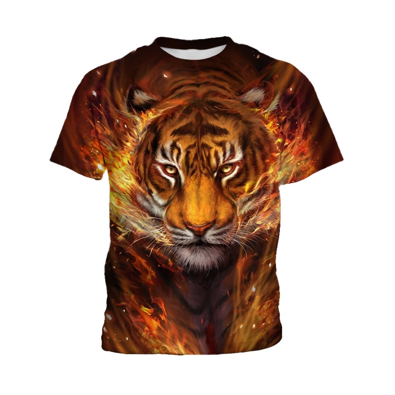 Áo Thun Thể Thao Tay Ngắn Mềm Mại In Hình Hổ Thời Trang Đường Phố Cho Bé Trai