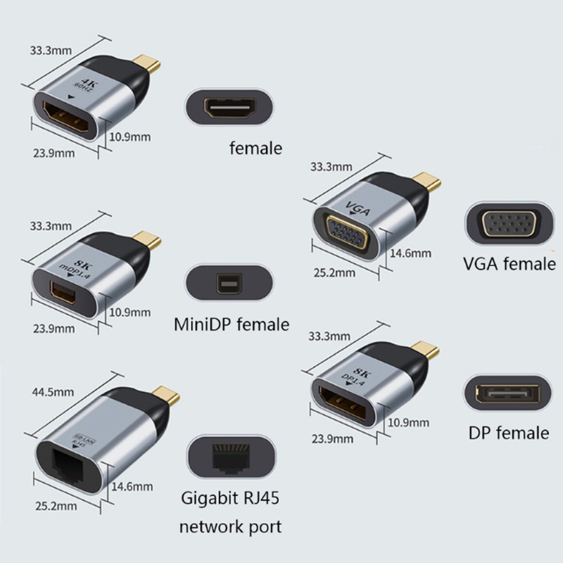 Đầu Chuyển Đổi Hdmi / Vga / Dp / Rj45 / Mini Dp - Hd 4k 60hz Cho Macbook Hdmi Usb-C Type C