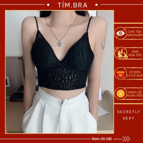 Áo bra ren 2 dây không gọng nâng ngực hàng cao cấp, Áo ren croptop Tím Bra nữ có mút ngực chất ren mềm mịn M13 sexy_me_b