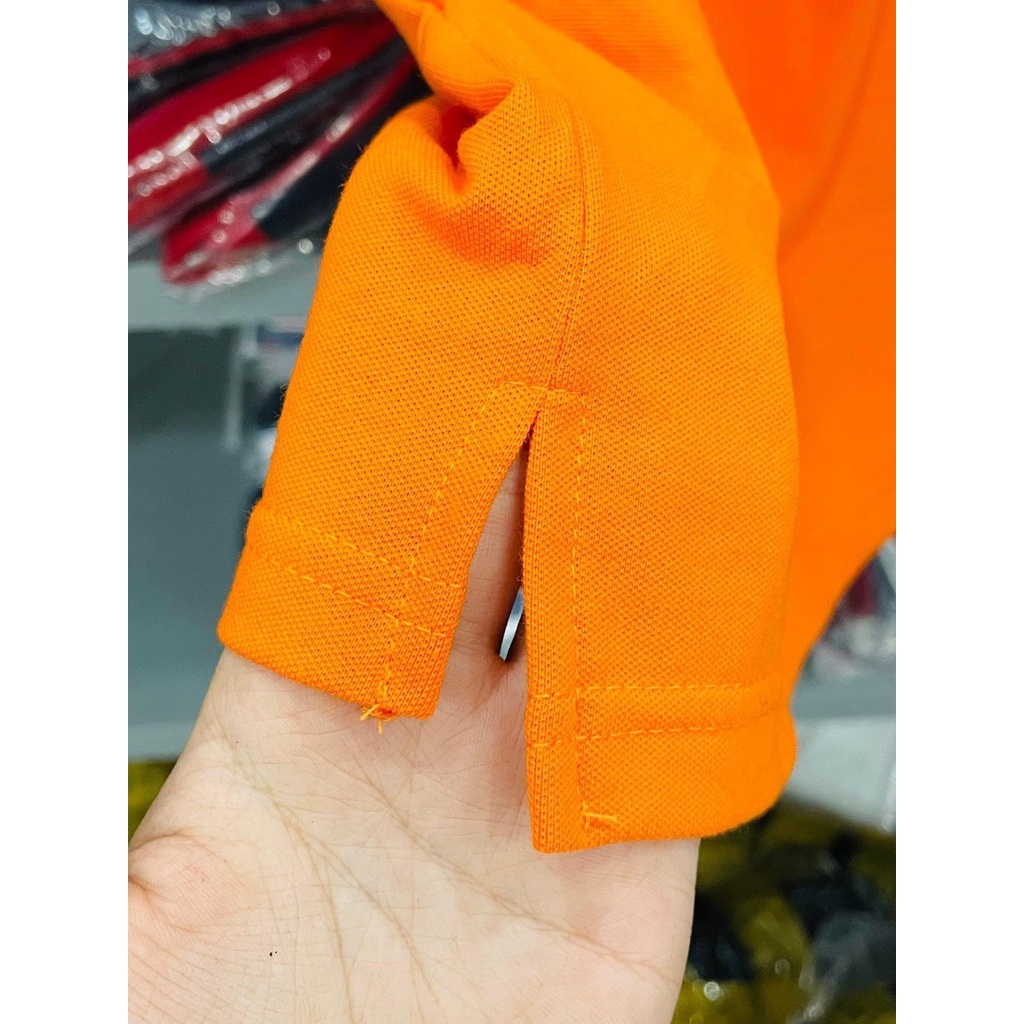 Áo polo nữ, áo thun nữ tay ngắn cổ bẻ logo thêu M.L.B màu cam nổi bật, cá tính