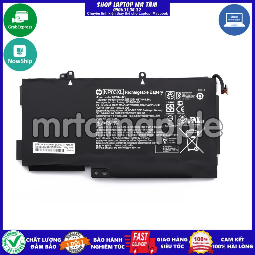 Pin Laptop HP X360 NP03XL (ZIN)- 3 CELL- Envy X360 15-U000, Pavilion 13 X360, Pavilion 13-B000, Pavilion X360 13-A000