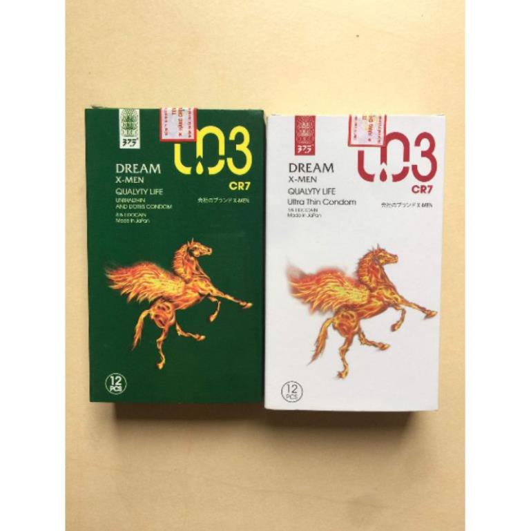 CHÍNH HÃNG_BAO CAO SU 003 CR7 SIÊU MỎNG KÉO DÀI THỜI GIAN HỘP 12 CHIẾC  để cuộc yêu lâu dài