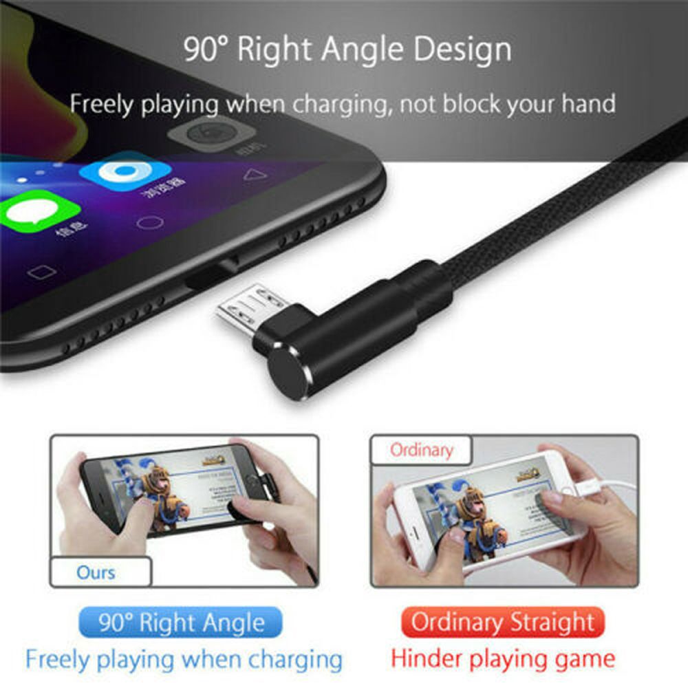 Dây cáp sạc nhanh cổng USB Type C hình chữ L dài 1M 2M 3M 2.4A chất lượng cao