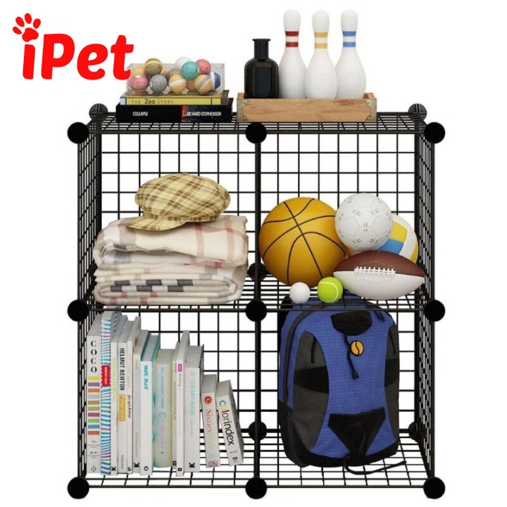 Kệ Tủ Lắp Ghép Lưới Sắt Đa Năng ( TẶNG KÈM CHỐT ) - Combo 4 Ô - iPet Shop