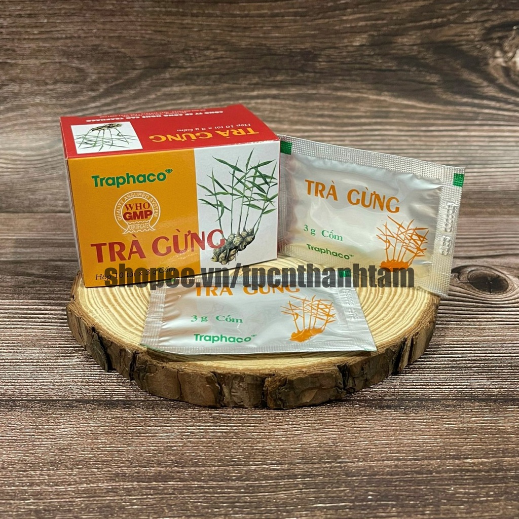 Trà Gừng Traphaco  Chính Hãng giúp ấm bụng, giảm đầy hơi, khó tiêu,giải cảm - Hộp 10 gói 3g
