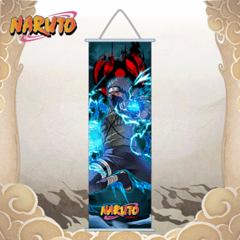 Tranh cuốn bằng vải treo tường hình hoạt hình nhân vật Naruto Kakashi Uchiha Itachi