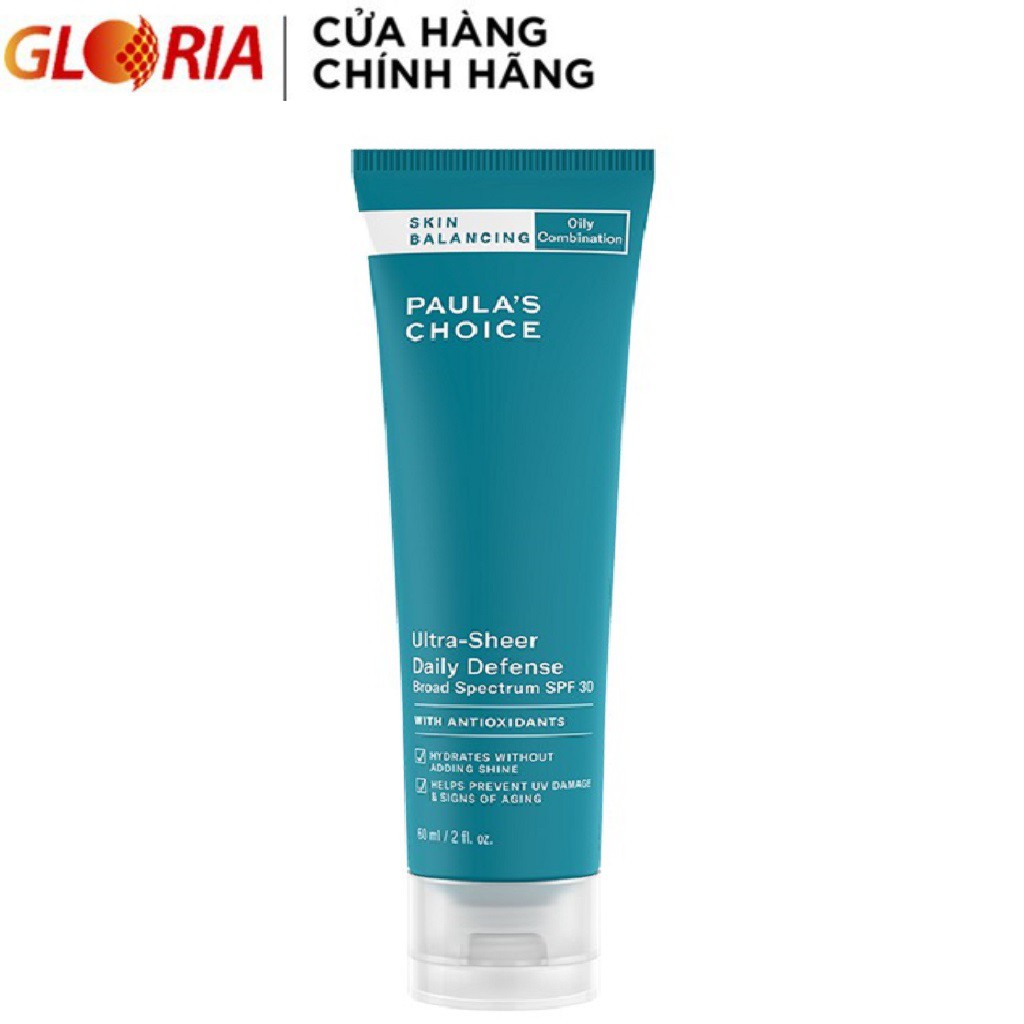 Kem Chống Nắng Cân Bằng Tiết Dầu Thừa Paula’s Choice Skin Balancing Ultra - Sheer Daily Defence SPF30 60ml