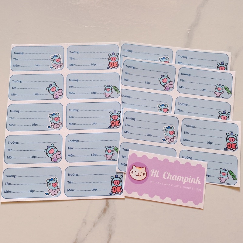 NHÃN VỞ BT21 - BTS DÁN TẬP VỞ SÁCH HỌC SINH 10 miếng