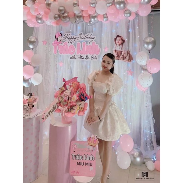 💢💢Váy gấm hoa cổ vuông tay bồng xinhh hết nấc💯💯