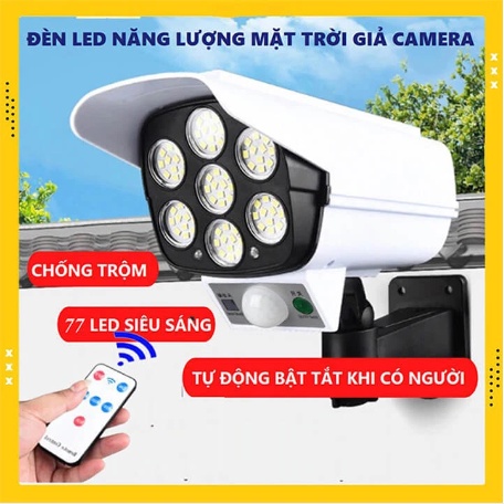 Đèn Năng Lượng Mặt Trời Giả Camera Ngoài Trời Tự Động BẬT TẮT Chống Trộm, Chống Nước IP67 Có Điều Khiển