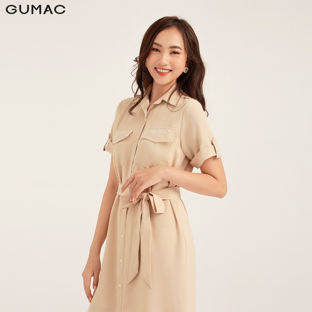 Đầm suông nữ GUMAC form sơ mi 2 túi, thiết kế thoải mái đủ size DB176 | BigBuy360 - bigbuy360.vn