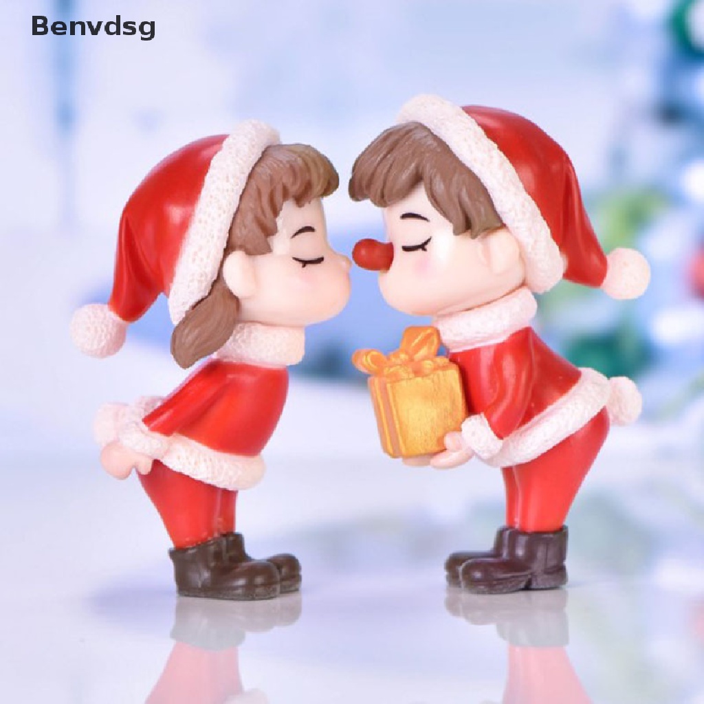 Set 2 Mô Hình Cặp Đôi Giáng Sinh Mini Bằng Nhựa Resin Đáng Yêu Dùng Trang Trí