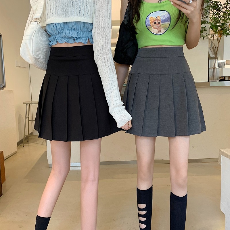 Chân Váy Chữ A Lưng Cao Xếp Ly Màu Trơn Phong Cách Hàn Quốc Thời Trang 3 Màu Tùy Chọn Cho Nữ | BigBuy360 - bigbuy360.vn