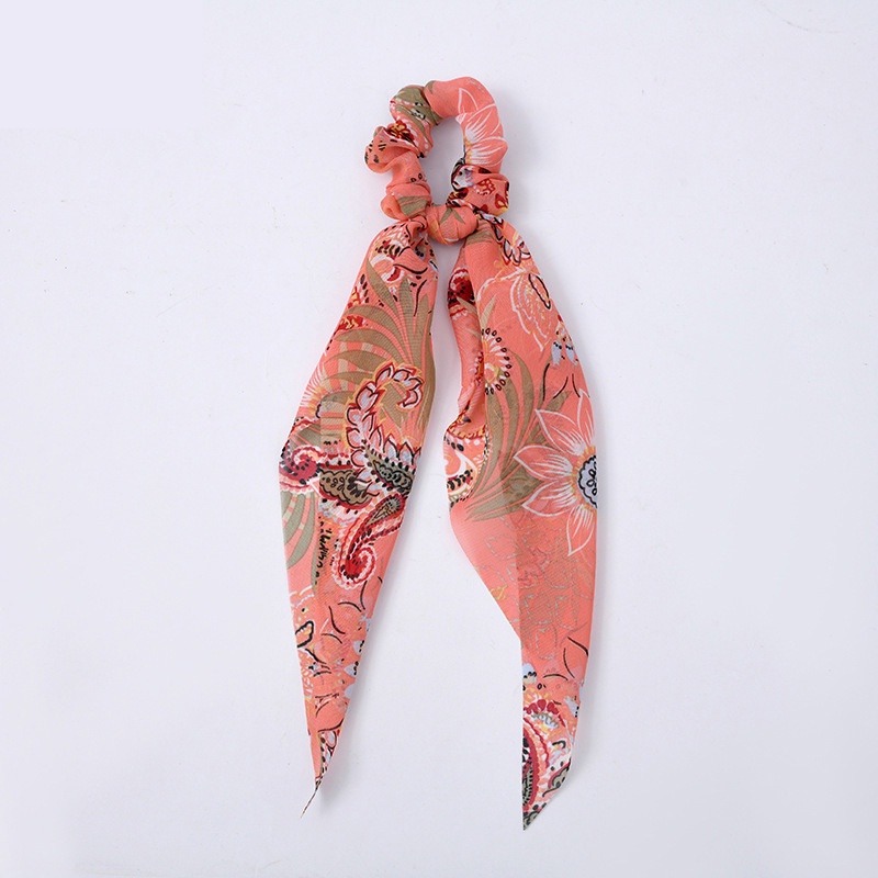 Dây Cột Tóc Cao Su Co Giãn Bọc Vải Chiffon In Họa Tiết Hoa Thời Trang Cho Nữ