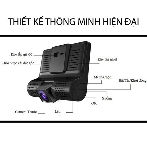 Camera Hành Trình Ô Tô 3 Mắt Camera,  Màn Hình 4 Inh Full HD, Ghi Hình Đa Chiều, Có Chế Độ Ghi Đè Kèm Thẻ Nhớ 64G | BigBuy360 - bigbuy360.vn
