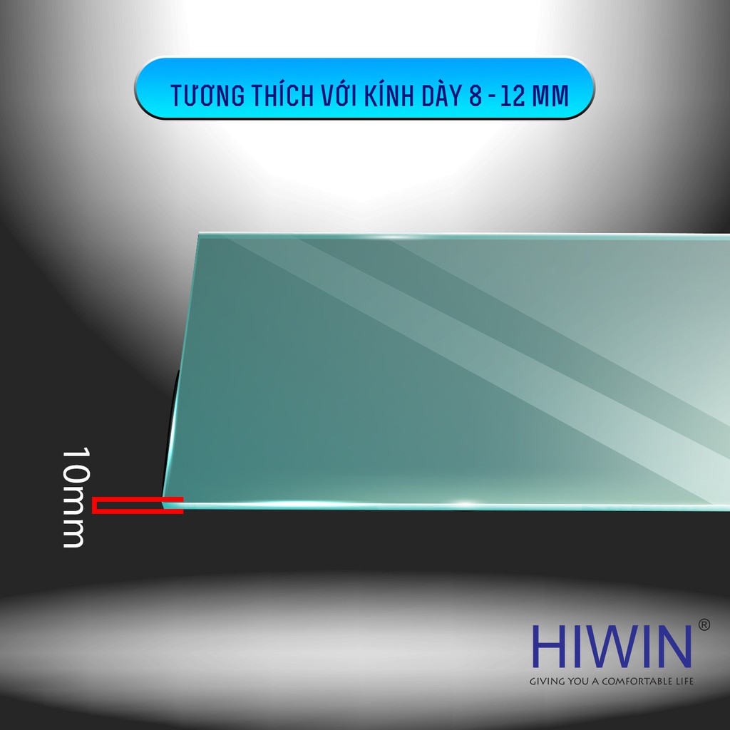 Tay nắm cửa vách tắm kính bo tròn inox 304 chống gỉ mặt gương Hiwin HD-600 (300*500)