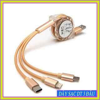 Sạc điện thoại dây rút 3 đầu-Dây sạc điện thoại đa năng