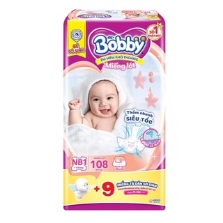 HỎA TỐC HÀ NÔI Miếng Lót Sơ Sinh Bobby Newborn 1 108 Miếng, Tặng 9 Miếng Tã Dán Sơ Sinh