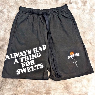 Quần short thun đen cactus jack in chữ unisex