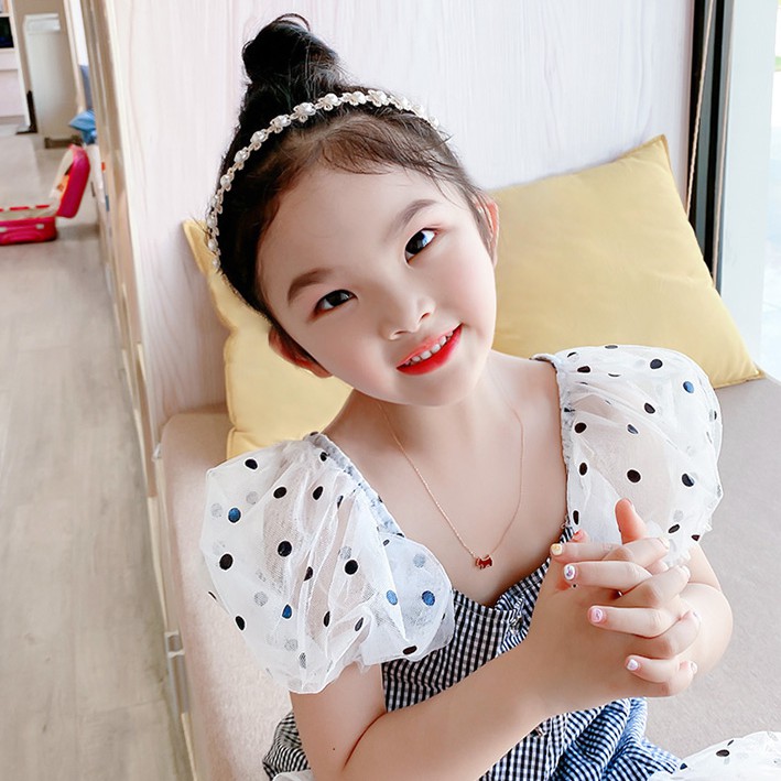 Băng Đô Ren Đính Ngọc Trai Giả Xinh Xắn Cho Bé Gái