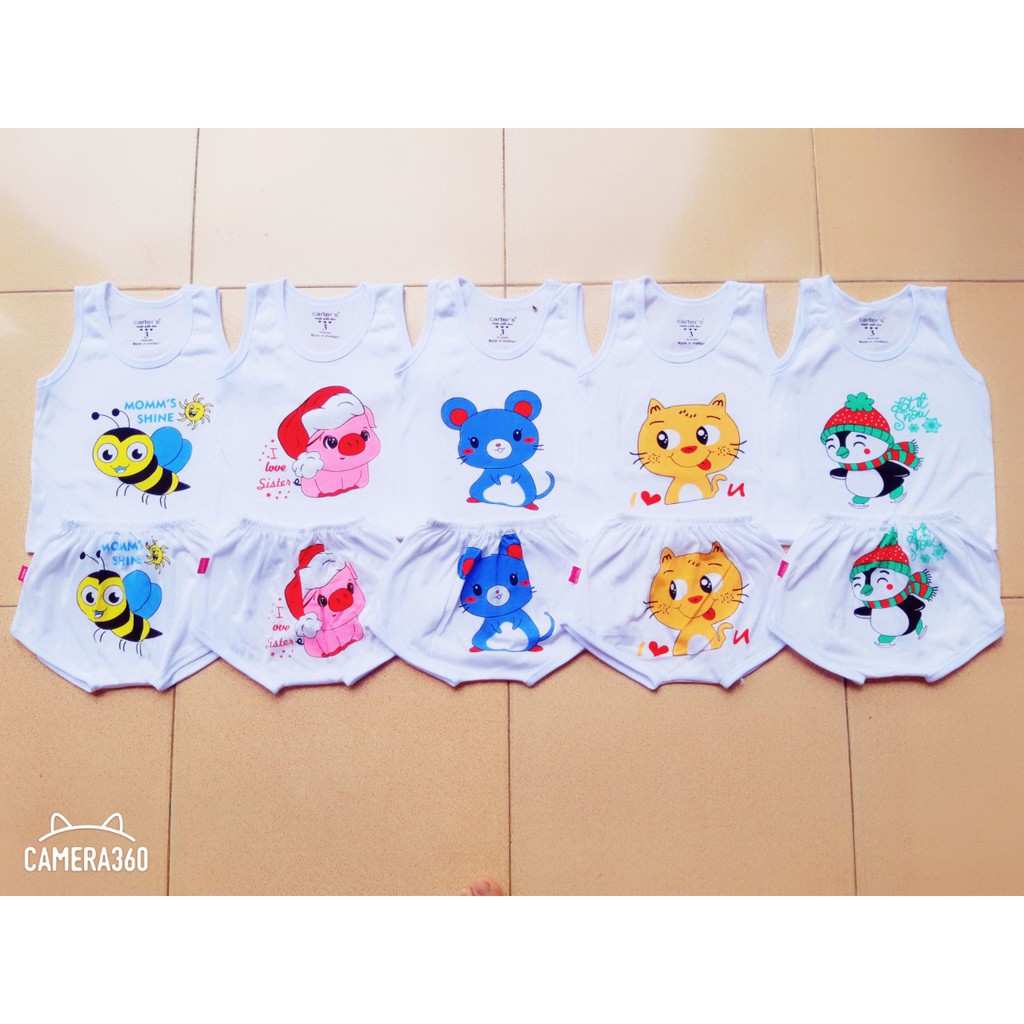 Set 5 bộ quần áo cộc sát nách mặc hè cho bé hình thú