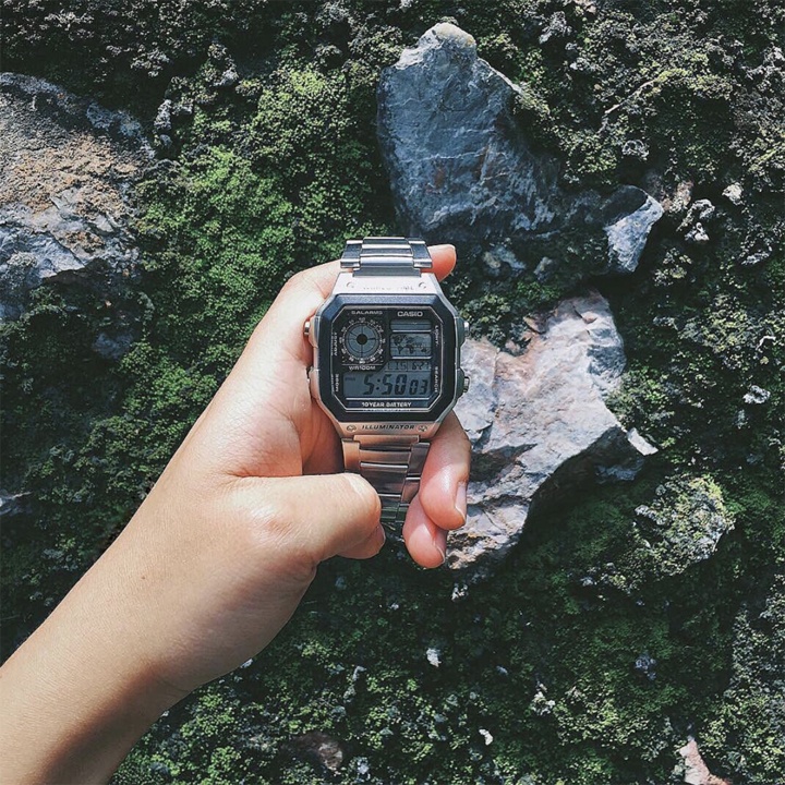 Đồng Hồ Casio Nam Điện Tử AE-1200WHD-1AVDF Mặt Vuông Dây Kim Loại Chính Hãng | BigBuy360 - bigbuy360.vn