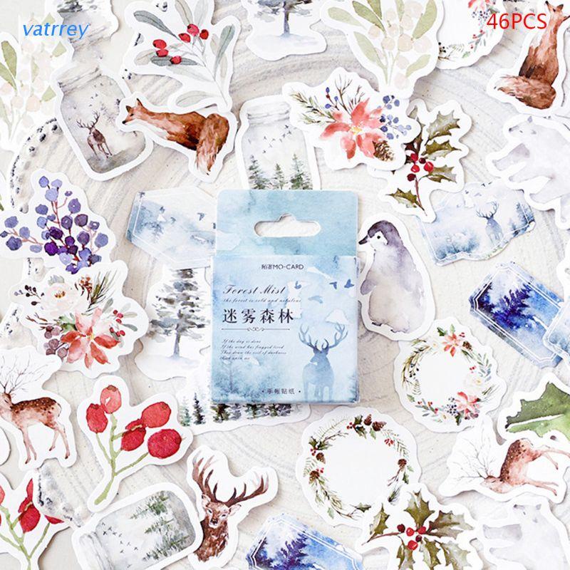 Bộ 46 Miếng Dán Hình Động Vật Khu Rừng Trang Trí Sổ Tay / Nhật Ký / Album Ảnh Diy