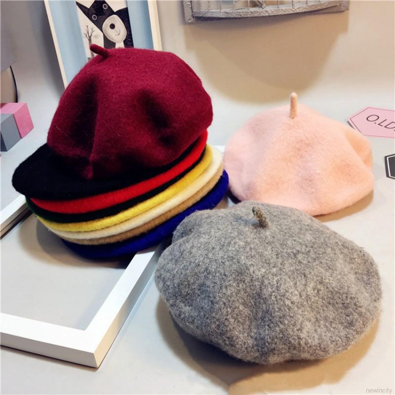 Mũ beret len mềm mại giữ ấm cho bé 2-5 tuổi