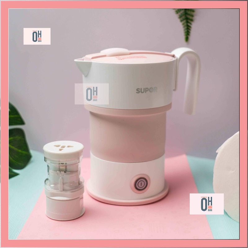 Ấm siêu tốc gấp gọn Supor 600ml màu hồng