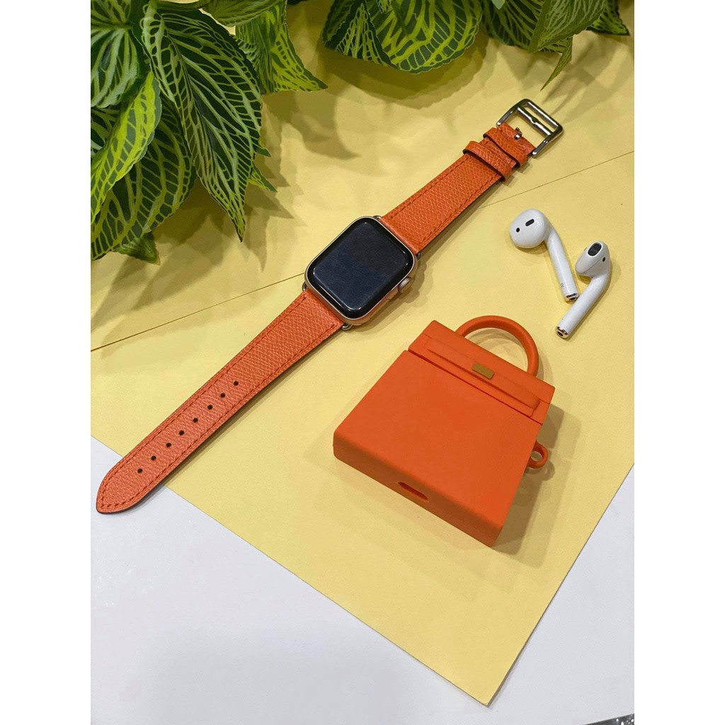 Dây da xịn Hermes cam dành cho Apple Watch siêu xinh