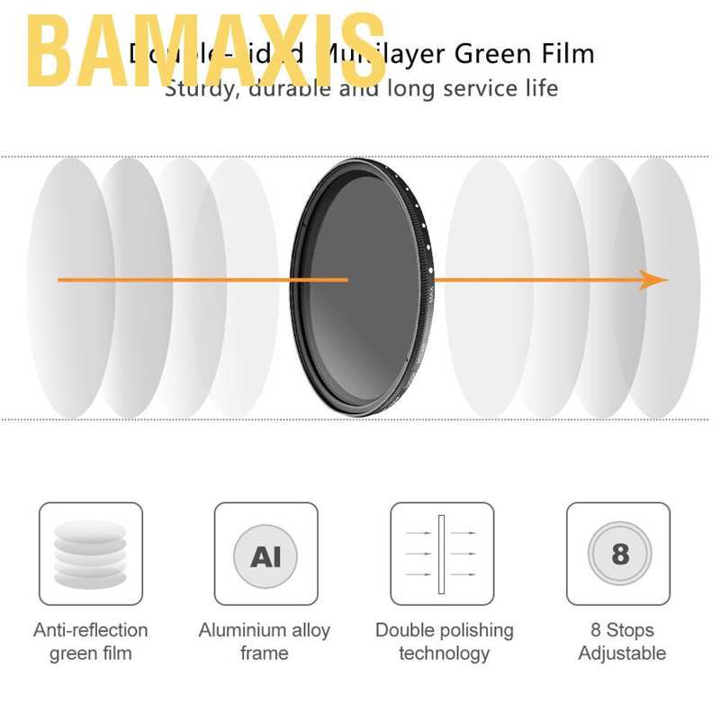 Bamaxis Lens Filter  Aluminum Alloy 72mm ND camera Optical Glass ND2‑400 For Canon/For Nikon/For Sony/For Pentax/For Olympus/For Fuji