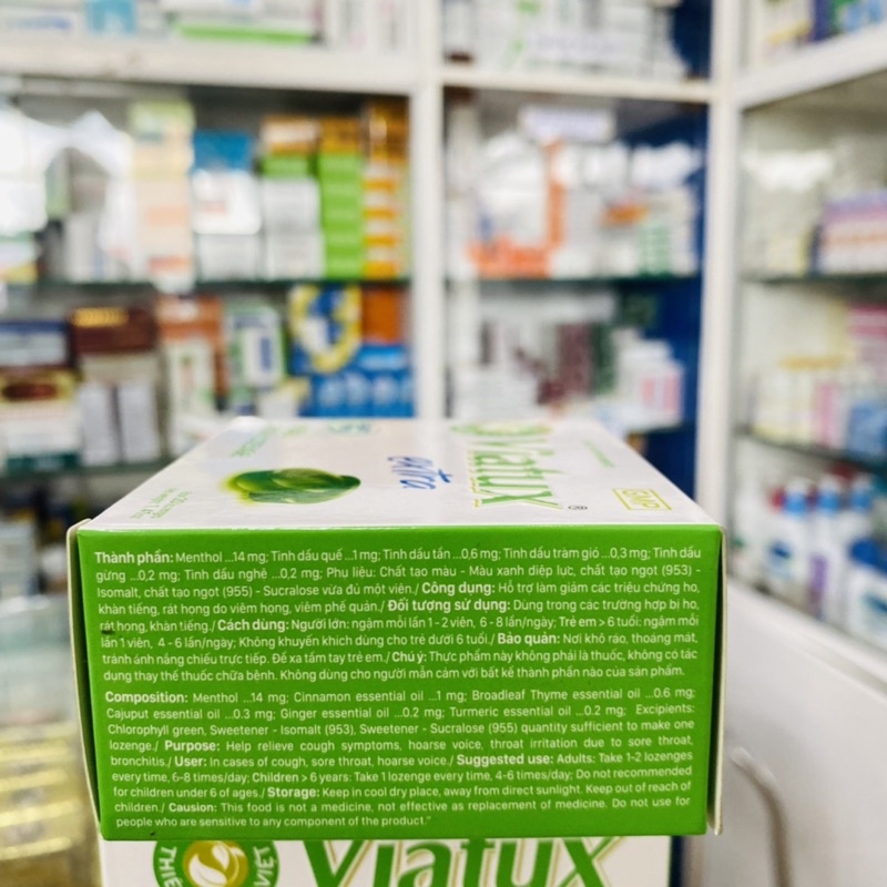 ✅ [Chính Hãng] Kẹo ngậm Viatux Extra Vietnat không đường giảm ho khàn tiếng - hộp 20 viên