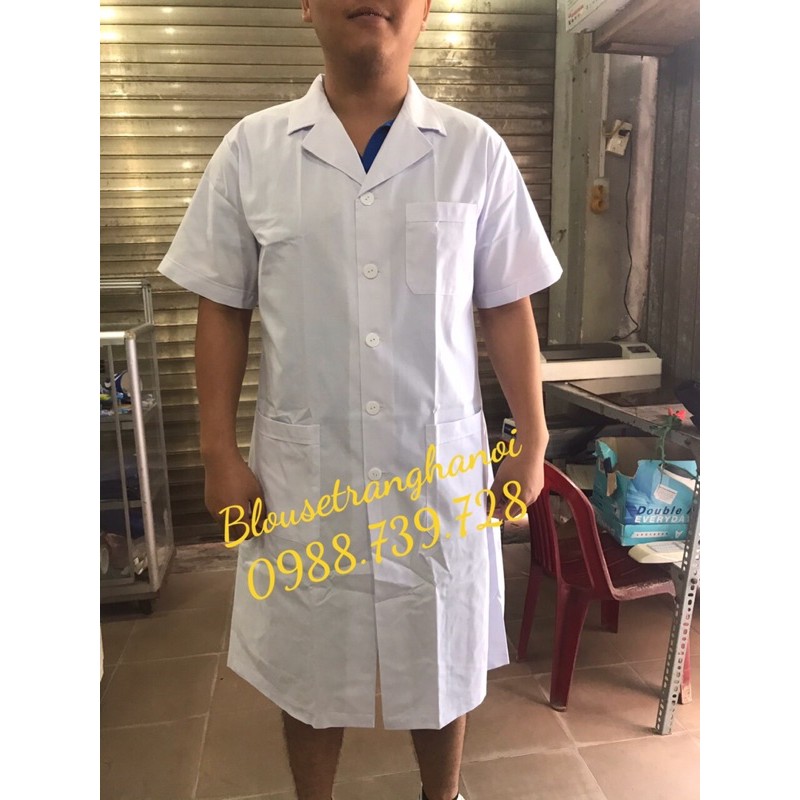 Áo Blouse Bác sĩ vải thô cao cấp, áo choàng bác sĩ, thẩm mỹ viện - Blouse trắng hà nội
