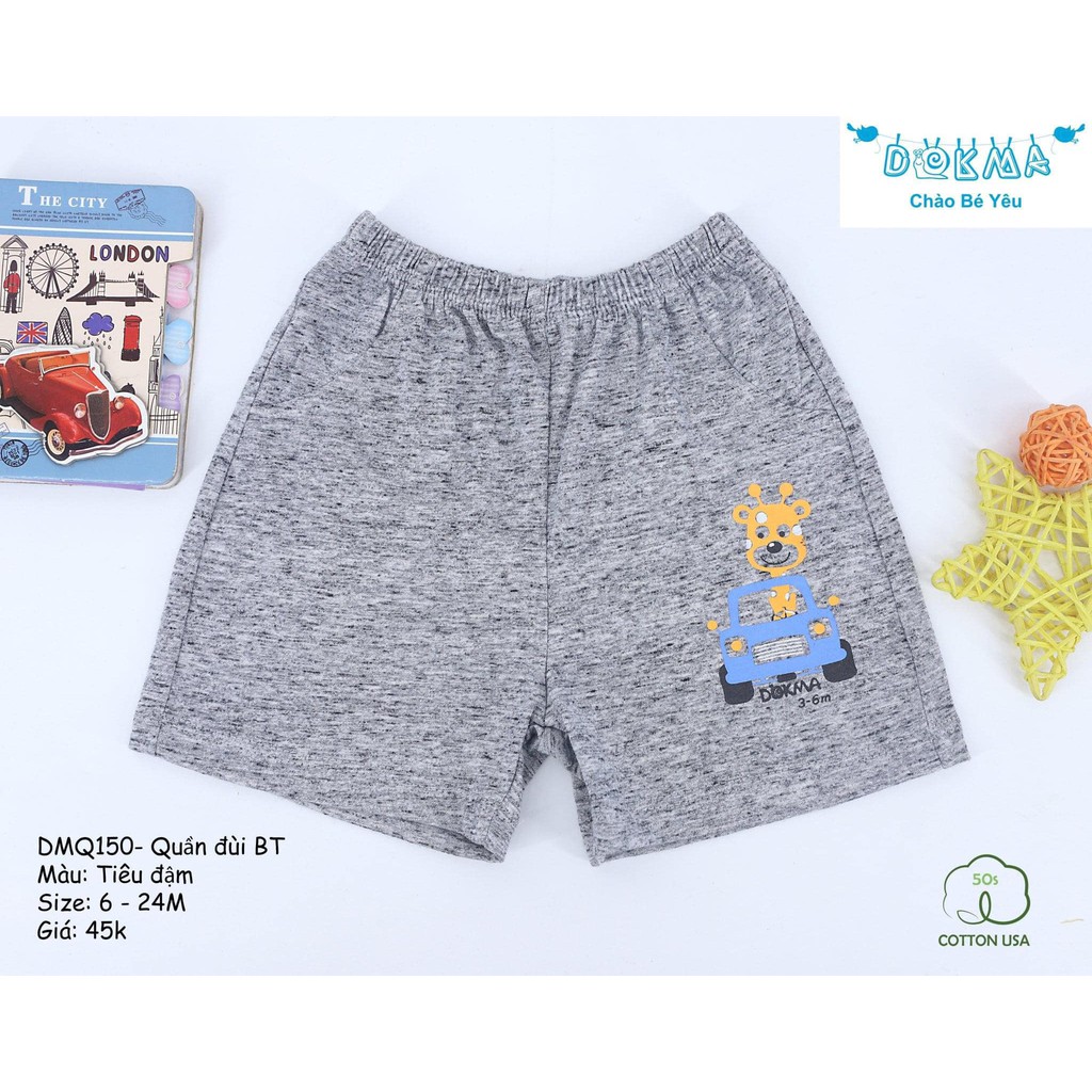 Dokma- Quần đùi chất cotton mềm mát cho bé trai 6-24m DMQ150