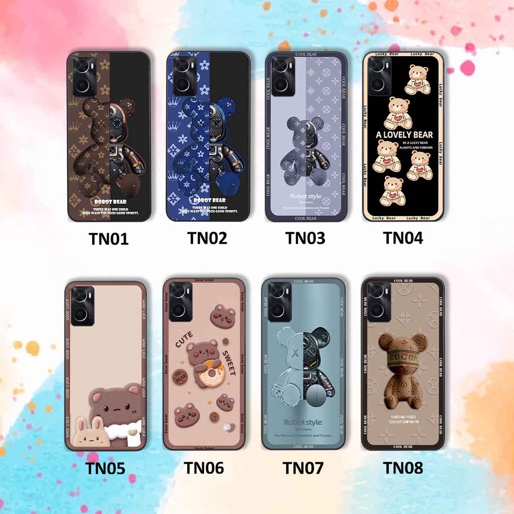 Ốp Oppo A76 bear brick, gấu đáng yêu, dễ thương