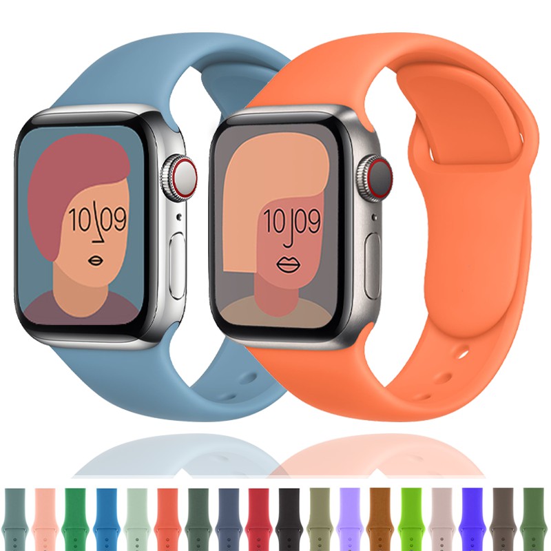 Dây đeo đồng hồ silicon silicon Dây đeo đồng hồ bằng silicon mềm cho Silicone Apple Watch Strap 6 Series SE 5 4 3 2 1 Dây đeo đồng hồ cao su 44MM 40MM cho iWatch 4/5 42MM 38MM Vòng đeo tay Tali Jam