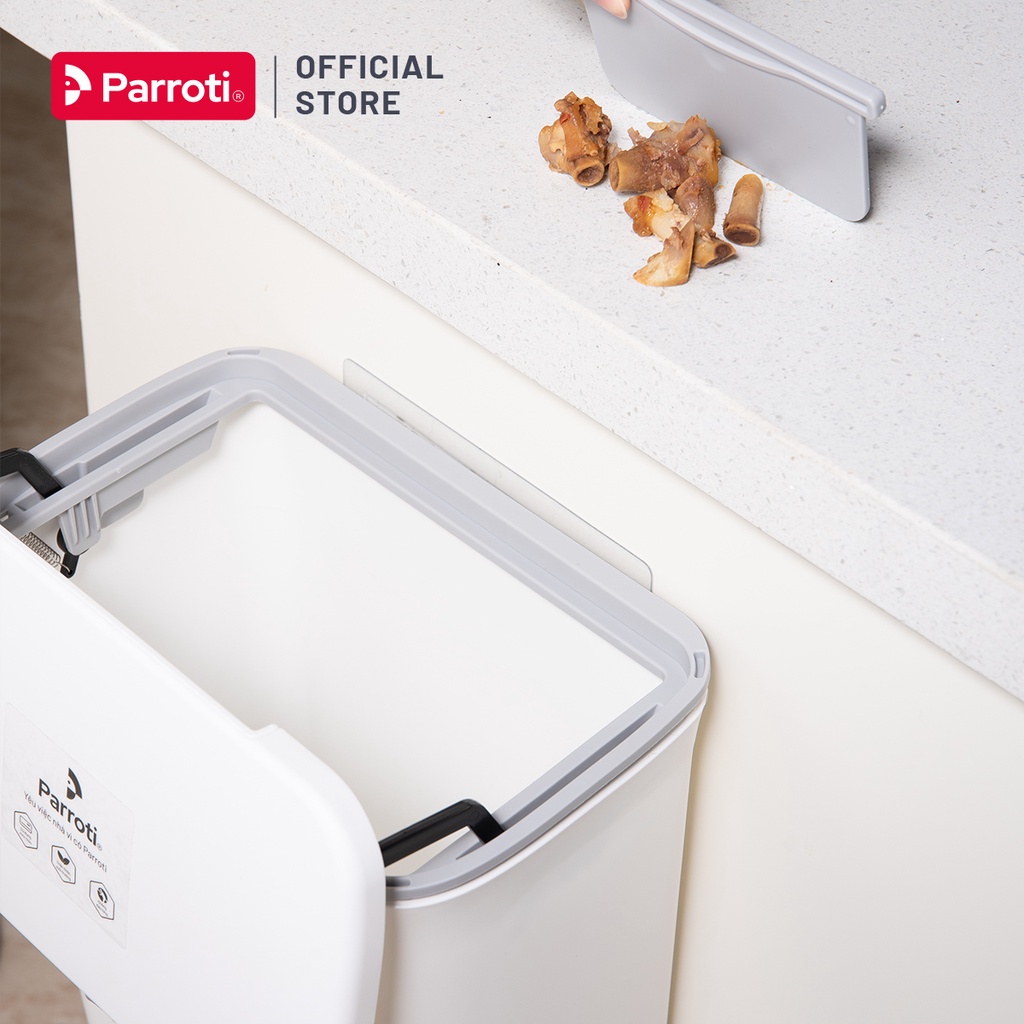 Thùng rác treo tủ bếp nắp đậy thông minh, dùng túi rác size tiểu - Parroti Bin