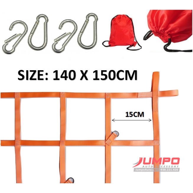 Lưới trùm hàng thùng xe bán tải 150X140 ô 15cm
