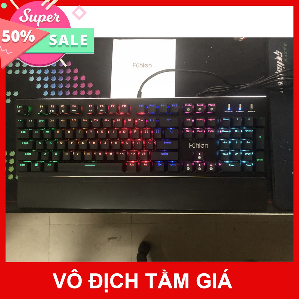 Bàn phím cơ Gaming Fuhlen Eraser - Fuhlen E  - Led Rainbow - Chính hãng - Có tem chống hàng giả - Bảo hành 24 tháng