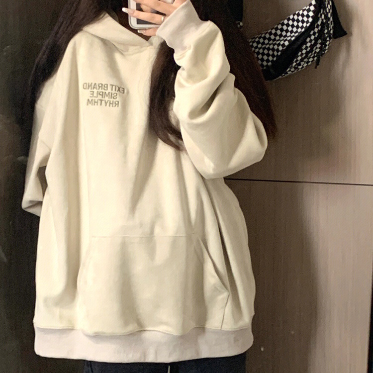 Áo hoodie Perty có mũ trùm đầu họa tiết chữ dáng rộng phong cách mùa thu Hàn Quốc thời trang dành cho nữ