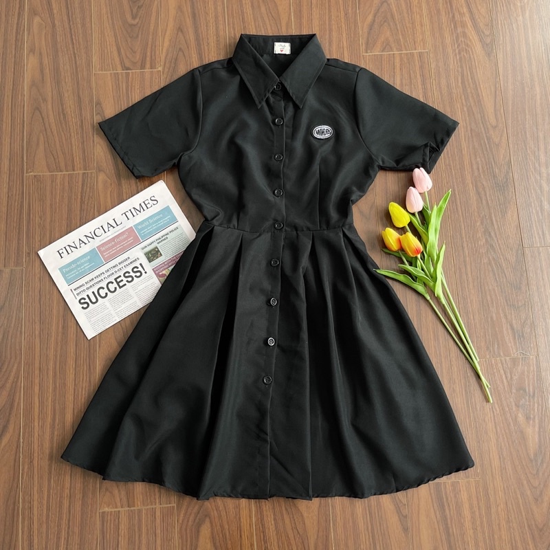 ĐẦM ĐEN TAY NGẮN DIVIA DRESS thiết kế cut-out lưng phần eo có bo chun co giãn và thắt nơ sau lưng