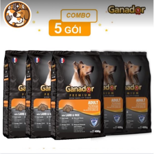 Thức Ăn Cho Chó Lớn Ganador Adult Hạt Khô Vị Gà, Cá Hồi Gói 400g - GouMao Pet