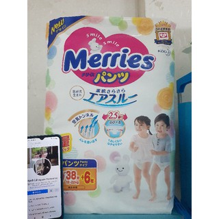 [ Thái Bình] Bỉm Quần Merries Nội Địa Thêm Miếng Size M58+6/L44+6/XL38+6