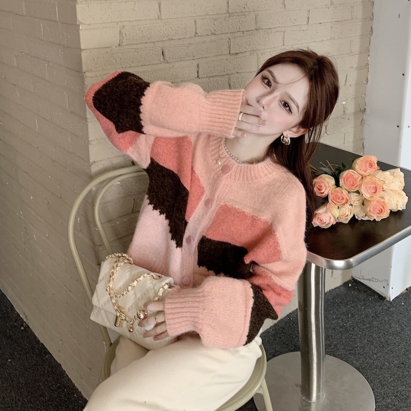 Áo Khoác Cardigan Nữ Dài Tay Dễ Thương Phong Cách Hàn Quốc,Aó len nữ Màu Hồng Form Suông Chất Dày