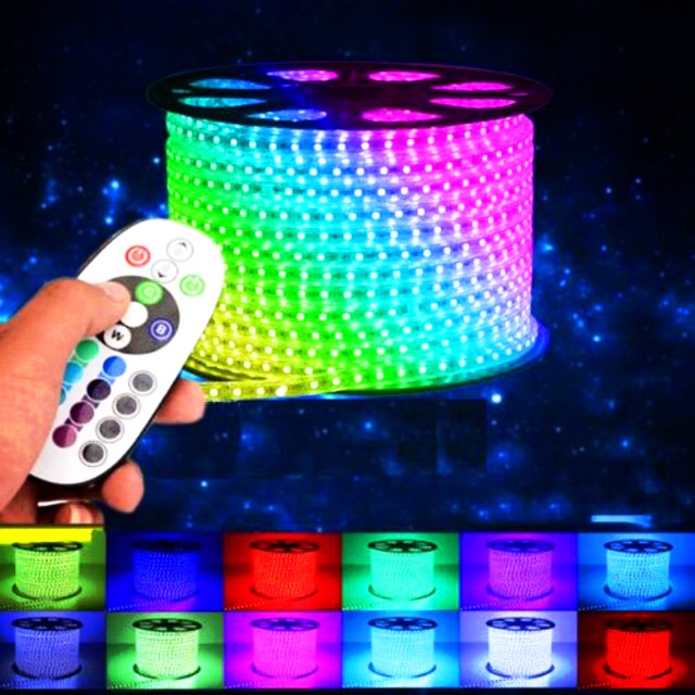 LED Cuộn 220V 100m 2835 2 Hàng-6 màu đuổi,Led 220v,Led Cuộn 100m