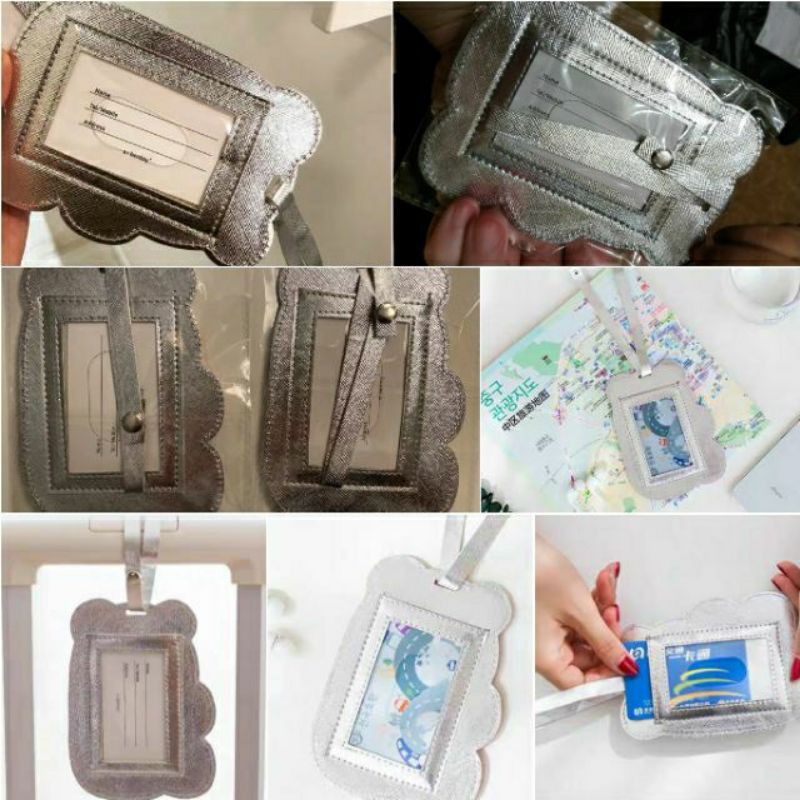 Thẻ tag vali da PU chống thất lạc hành lý du lịch Bentoy Milkjoy gấu Jelly Bean Gummy Bear xanh pastel